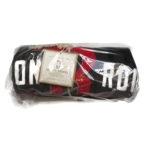 Pottery Barn Houston Rockets NBA Pool Beach Towel NWT Black 32" x 64" New - Picture 2 of 4